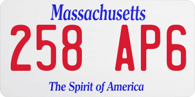 MA license plate 258AP6