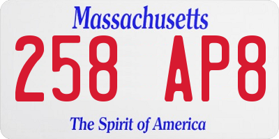 MA license plate 258AP8