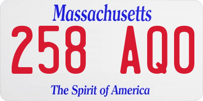 MA license plate 258AQ0