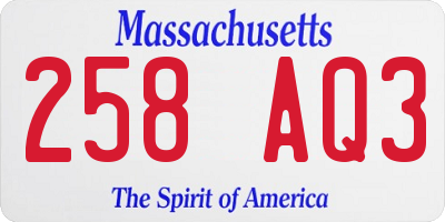 MA license plate 258AQ3