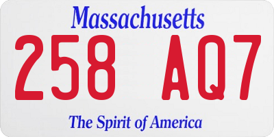 MA license plate 258AQ7