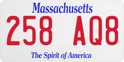 MA license plate 258AQ8