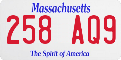 MA license plate 258AQ9