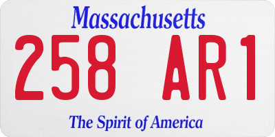 MA license plate 258AR1