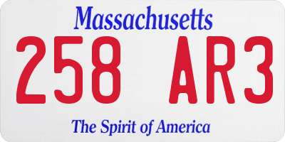 MA license plate 258AR3