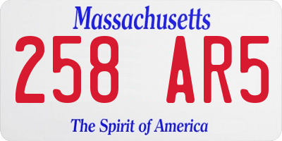 MA license plate 258AR5