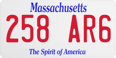 MA license plate 258AR6