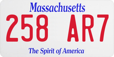 MA license plate 258AR7