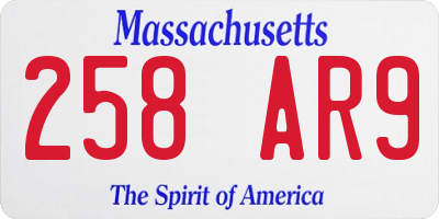 MA license plate 258AR9