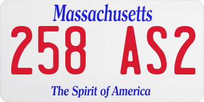 MA license plate 258AS2