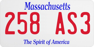 MA license plate 258AS3