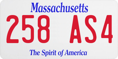 MA license plate 258AS4