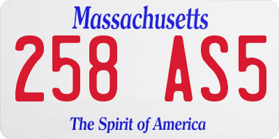 MA license plate 258AS5