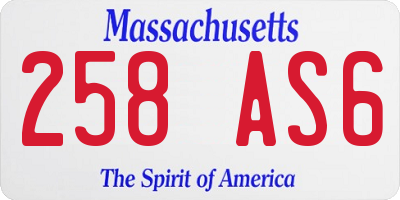 MA license plate 258AS6