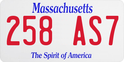 MA license plate 258AS7