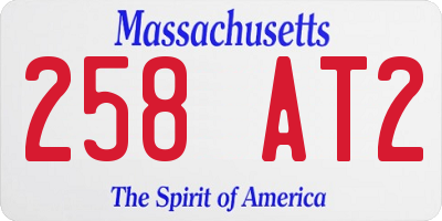 MA license plate 258AT2