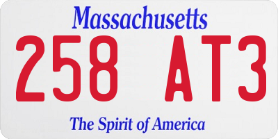 MA license plate 258AT3