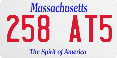 MA license plate 258AT5