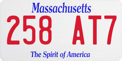 MA license plate 258AT7