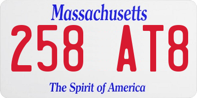 MA license plate 258AT8