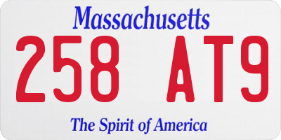 MA license plate 258AT9