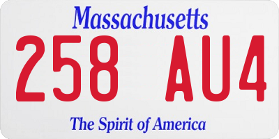 MA license plate 258AU4