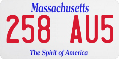 MA license plate 258AU5