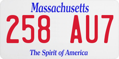 MA license plate 258AU7