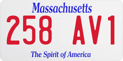 MA license plate 258AV1