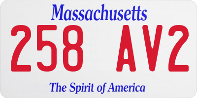 MA license plate 258AV2