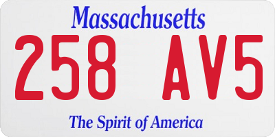 MA license plate 258AV5