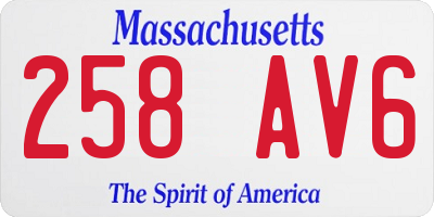 MA license plate 258AV6