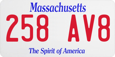 MA license plate 258AV8
