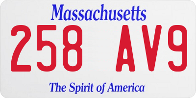 MA license plate 258AV9
