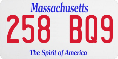 MA license plate 258BQ9