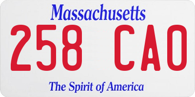 MA license plate 258CA0