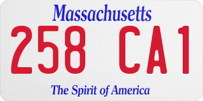 MA license plate 258CA1