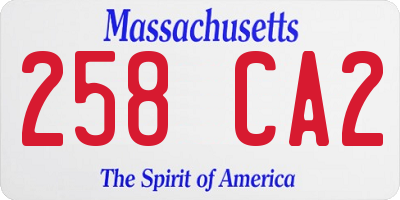 MA license plate 258CA2