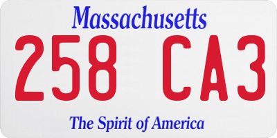 MA license plate 258CA3