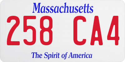 MA license plate 258CA4