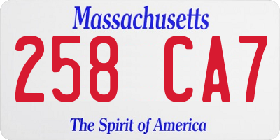 MA license plate 258CA7