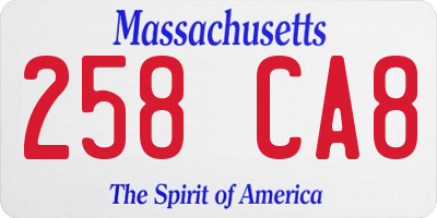 MA license plate 258CA8