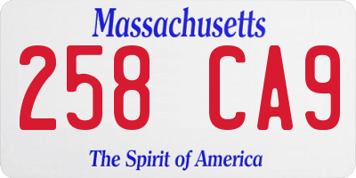MA license plate 258CA9