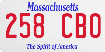 MA license plate 258CB0