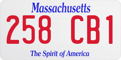 MA license plate 258CB1