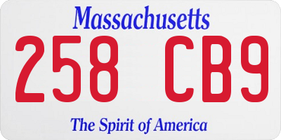 MA license plate 258CB9