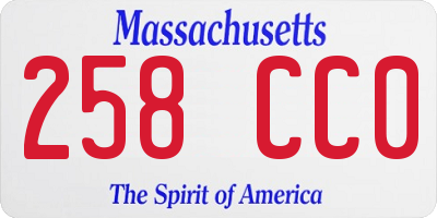 MA license plate 258CC0