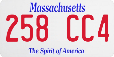 MA license plate 258CC4