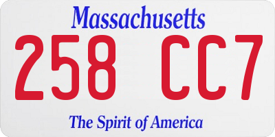MA license plate 258CC7