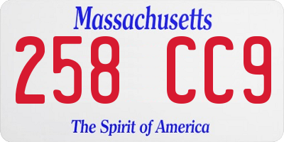 MA license plate 258CC9